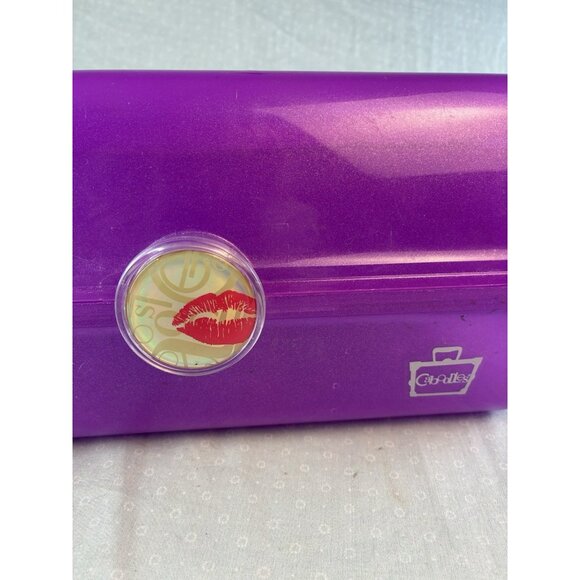 Vintage 90s Caboodles Purple Glitter Cosmetic Case 5622 With Clasp Mirror - Picture 2 of 10
